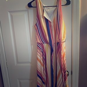 Stripped Dress with Asymetric Hem